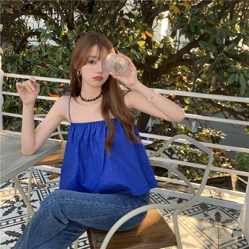 Áo hai dây IELGY dáng ngắn phong cách Hàn Quốc quyến rũ cho nữ