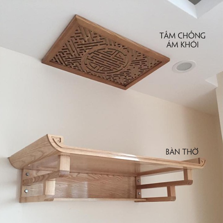 Bàn thờ treo tường bằng gỗ - Bàn thờ treo tường cho căn hộ,chung cư. KT: 48 x 81cm ( Hỷ sự - Tài vượng )