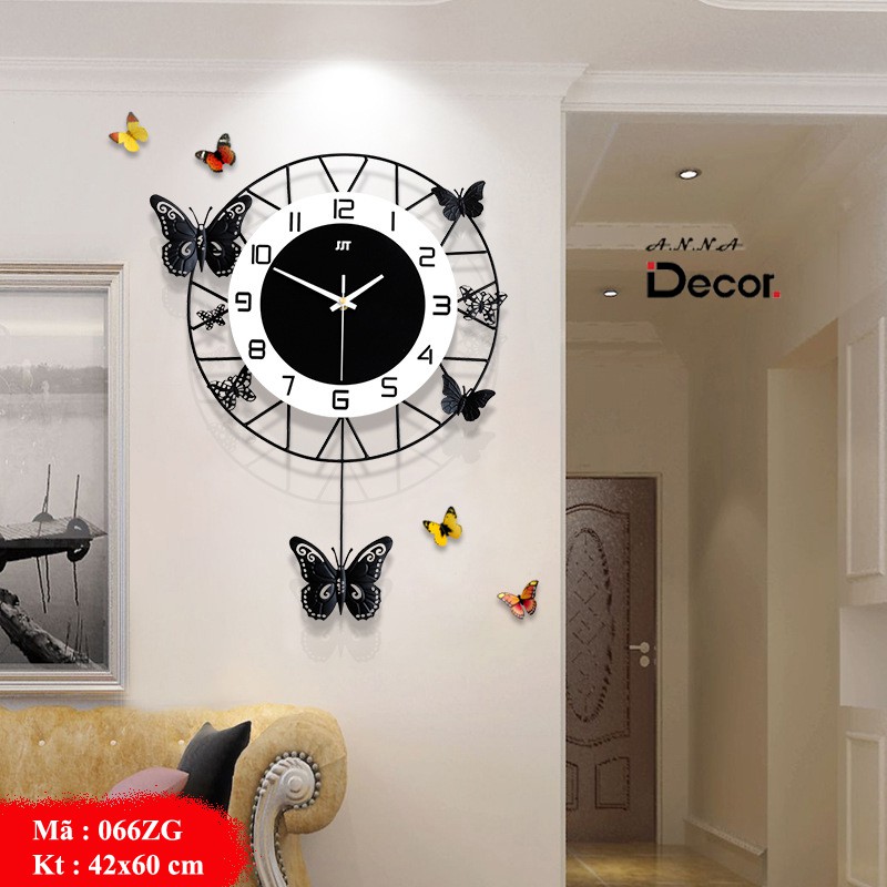 Đồng Hồ Treo Tường, Đồng Hồ Trang Trí Decor Nhỏ Xinh Có Quả Lắc 066ZG ( Không Phải Khoan Tường)