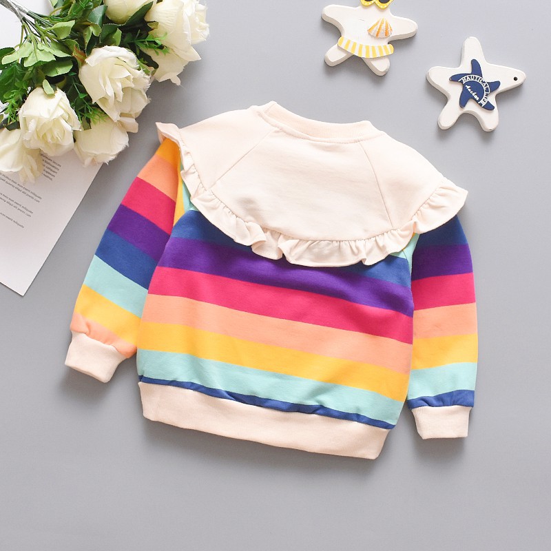 ♕ babyme ღ Baby Girl Striped Sweatshirts Bowknot Casual T-shirts Long Sleeve Outerwear