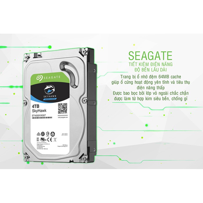 Ổ cứng HDD Camera Seagate Skyhawk 4TB 3.5'' SATA--ST4000VX007