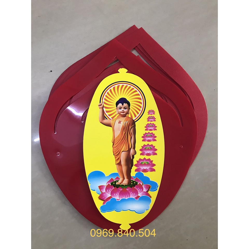 Lồng đèn hoa sen In hình Phật- xuyên sáng. trang trí lẽ Vu lan lễ Phật Đản, kích thước lớn giá tốt HCM