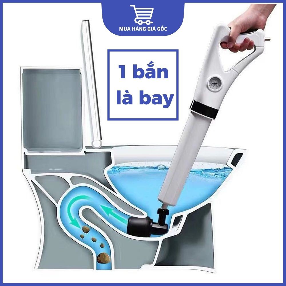 Máy Thông Tắc Bồn Cầu, Bồn Rửa Mặt, Máy Đa Năng Thông Cống Khí Chất Liệu Nhựa ABS Cao Cấp
