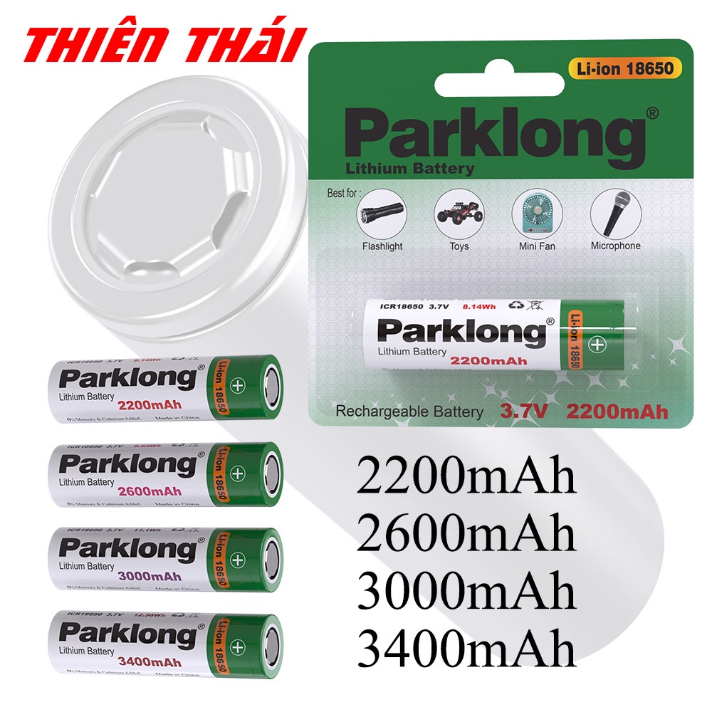 Pin Sạc Parklong Lion 18650 -3.7v dung lượng cao(3400mAh),sạc lại 1000 lần Chuyên dùng cho đèn pin quạt mini mic karaoke