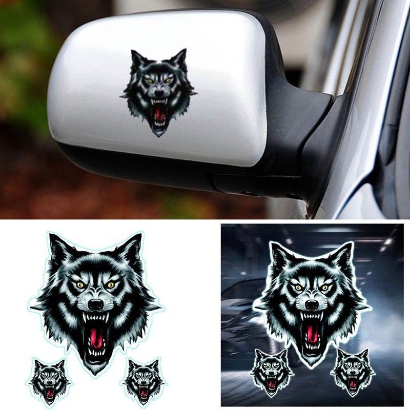 Tem Decal 3 đầu sói trang trí ô tô xe máy