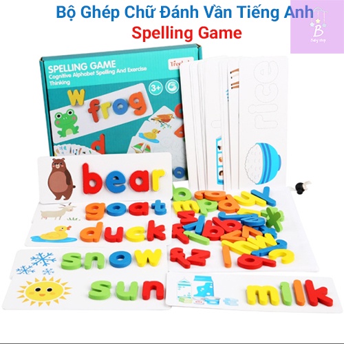 Spelling Game Bộ Ghép Chữ Đánh Vần Từ Vựng Tiếng Anh Bằng Gỗ Giúp Bé Học Tiếng Anh Dễ Dàng