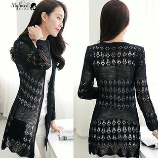Áo khoác đan len nữ dáng dài