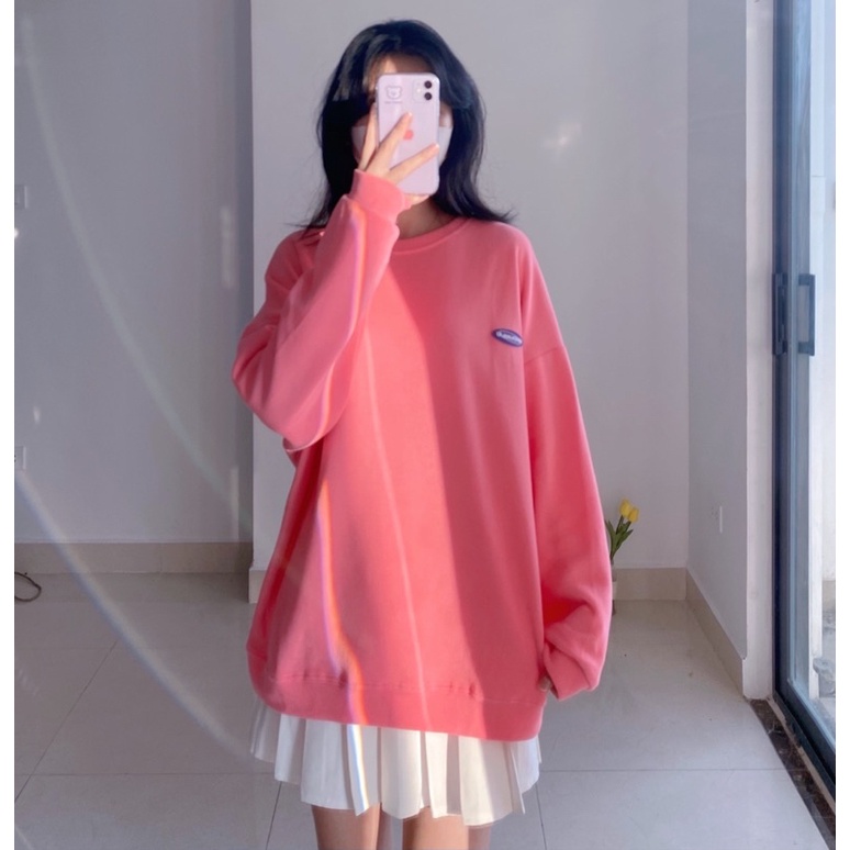 Áo hoodie sweater nỉ tăm cổ tròn trơn, áo thu đông nỉ basic phong cách đơn giản | BigBuy360 - bigbuy360.vn
