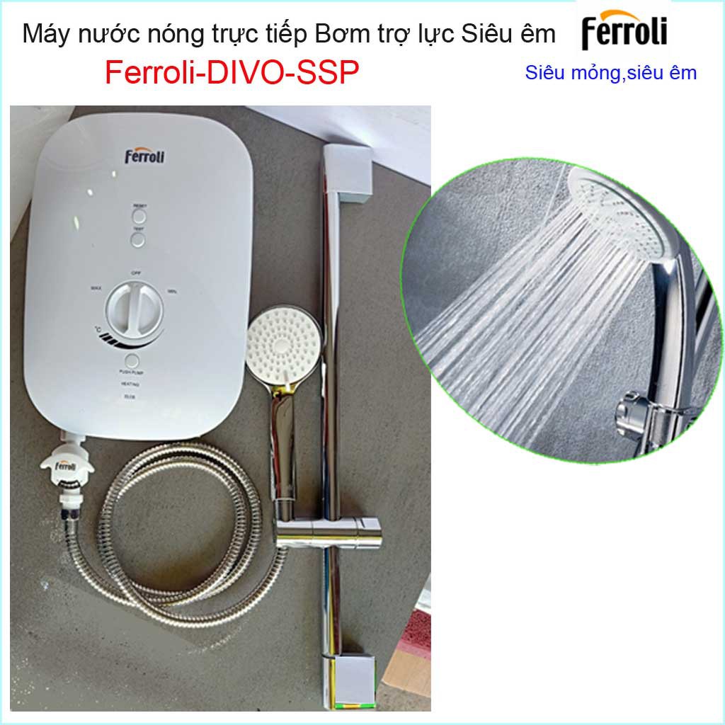 Máy nước nóng trực tiếp Ferroli Divo SSP 4500W, Direct water heater with pump bình nước nóng chống giật có bơm nước mạnh