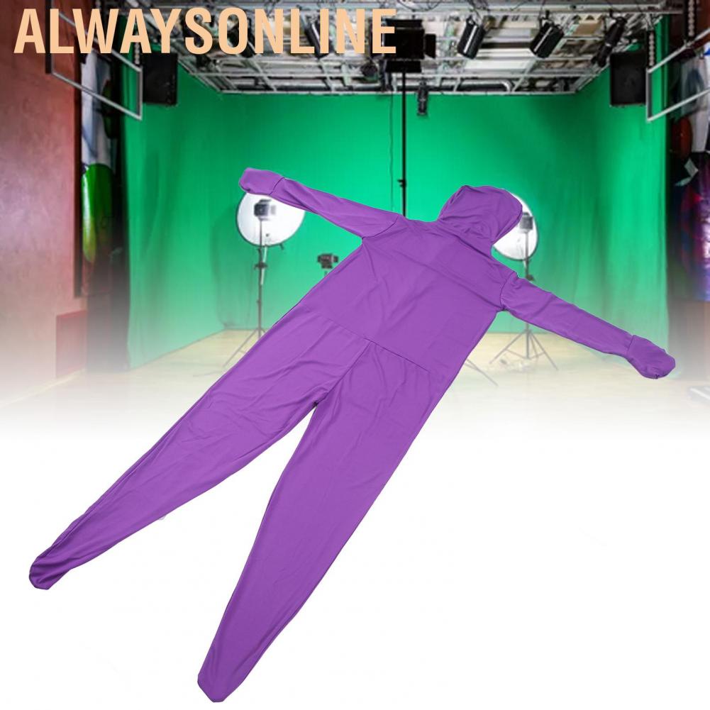 Alwaysonline Purple Screen Suit  Portable No Wrinkle Polyvinyl Chloride Fiber Breathable Photography Chromakey Bodysuit for