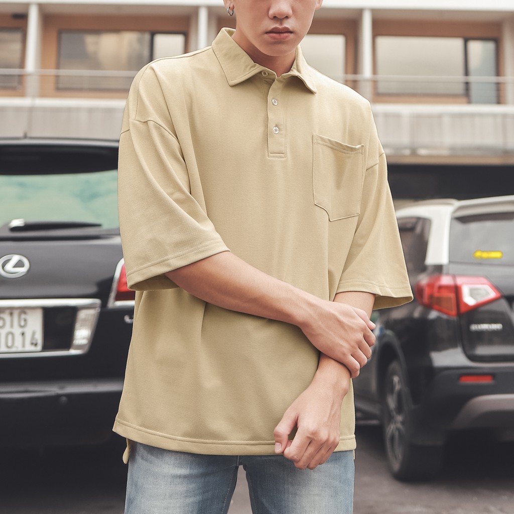 Áo Thun Polo Basic Màu Tan Chất Liệu Cotton Thoáng Mát