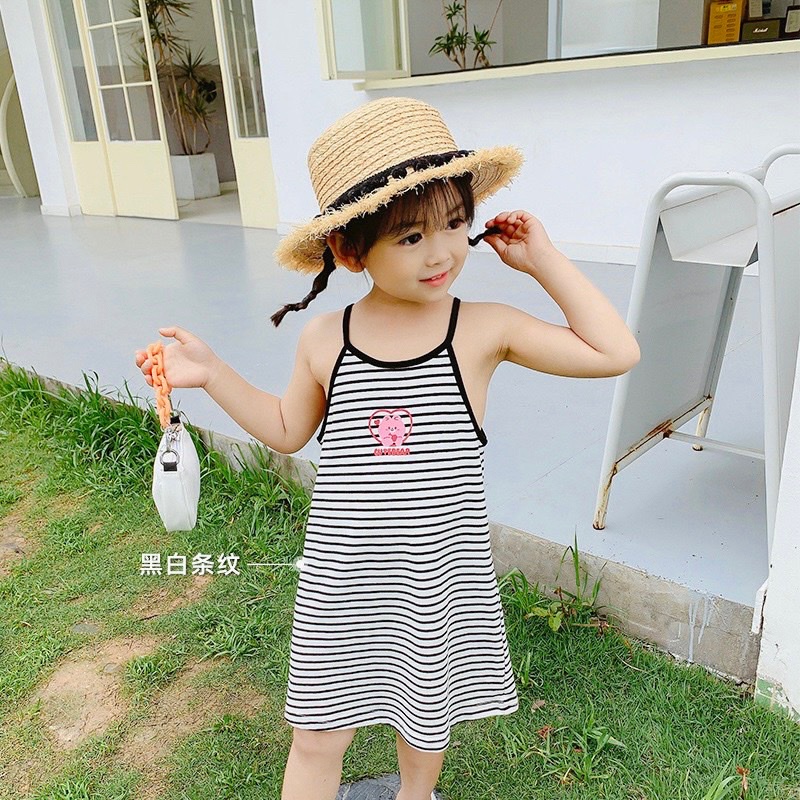 Lyvyshop - (Cotton SG chính phẩm) Đầm hai dây bé gái mùa hè siêu mát bé từ 09-26kg
