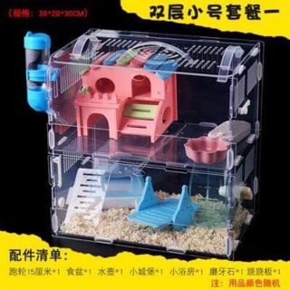 Chuồng hamster cao cấp full đồ như hình size 30 x 20 x 30 cm