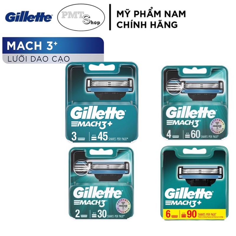 Hộp Lưỡi dao cạo râu Gillette Mach3 Classic vỉ 6 4 3 2 cái - Mach 3 Basic cao cấp