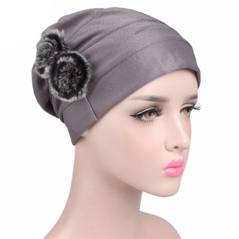 Mũ Trùm Đầu Chemo Bằng Vải Lông Màu Trơn Giữ Ấm Cho Nữ