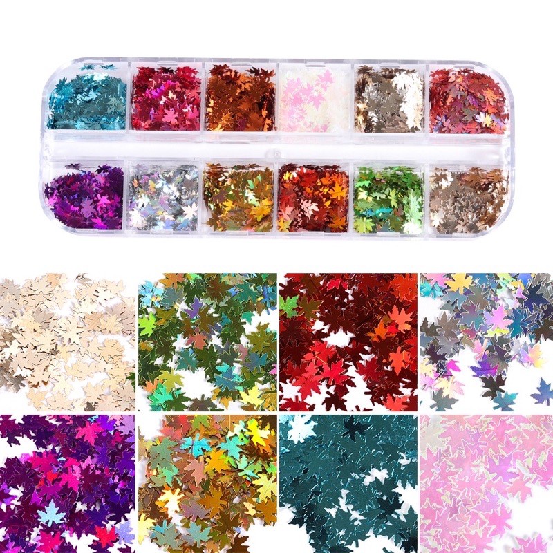 Sequin kim tuyến lá phong-phụ kiện nail móng