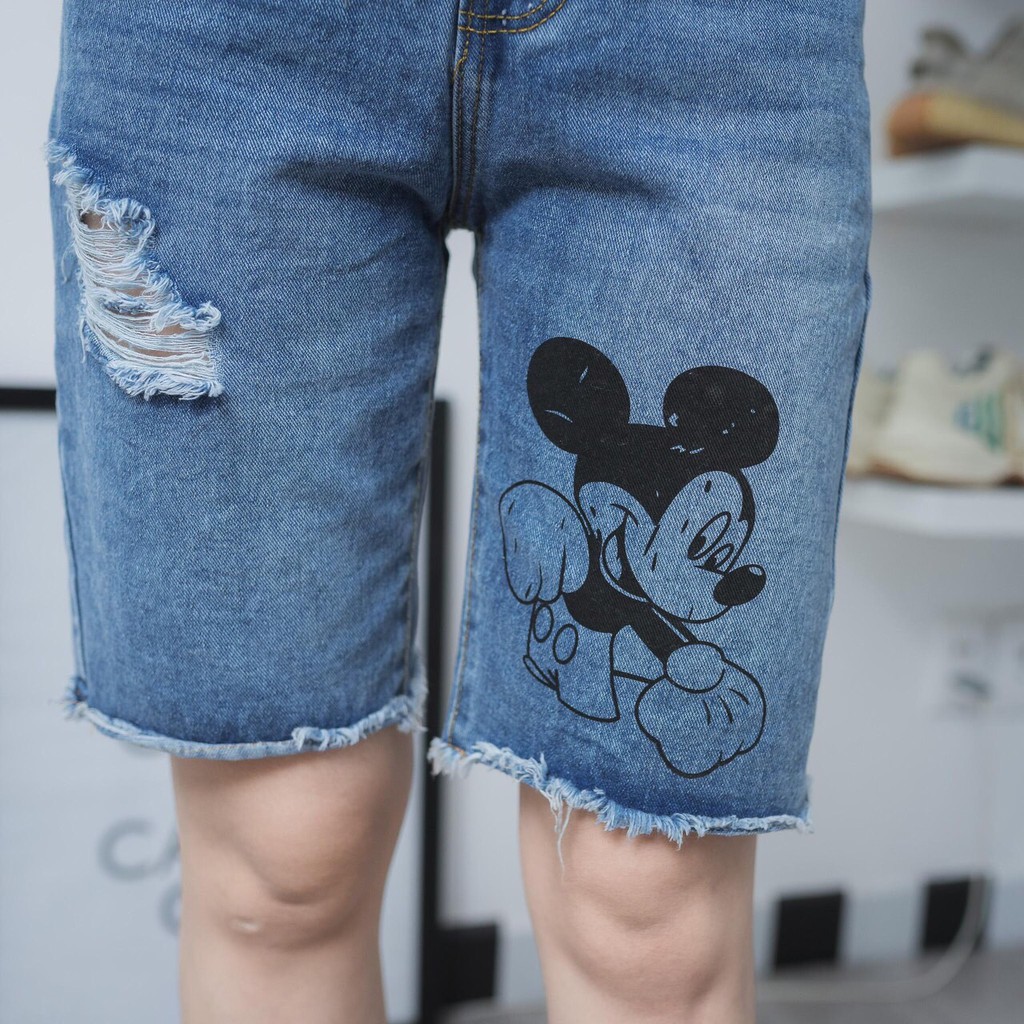 [FREESHIP_50K] Quần jean ngố nữ, quần lửng hình chuột Mickey cá tính AnNgo - AT25 | BigBuy360 - bigbuy360.vn