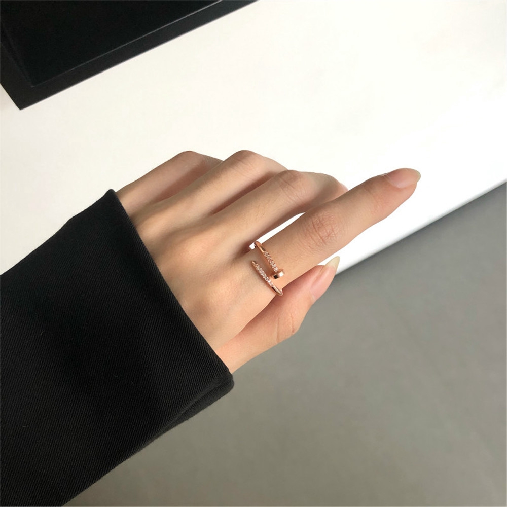 Fashion Nail Ring Korean Personality Exquisite Zircon Opening Adjustable
