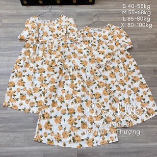 Váy bầu hoa baby doll tay bồng - Đầm bầu mùa hè