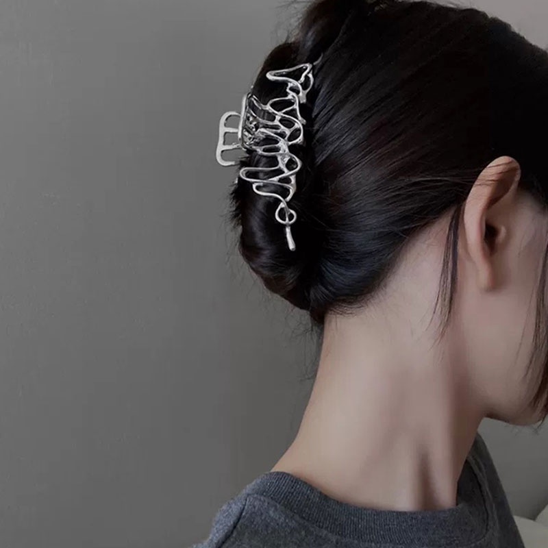 Kẹp tóc bằng kim loại không cân xứng phong cách Harajuku thời trang cá tính cho nữ