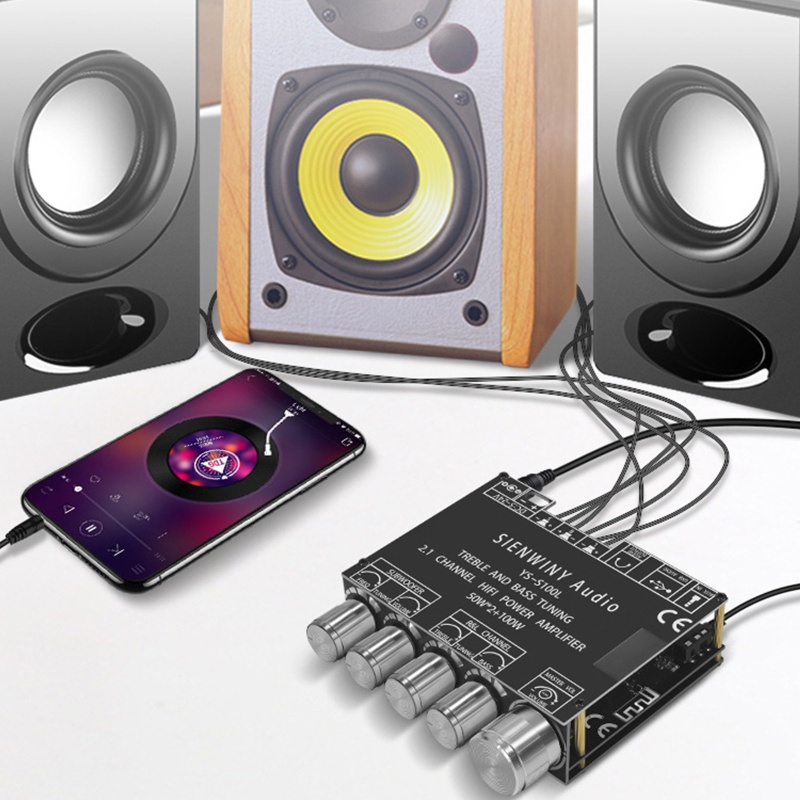 Bảng Mạch Khuếch Đại Tín Hiệu Bluetooth 50W x 2 + 100W 5-26V BT AUX USB Đầu Vào 2 1 Kênh