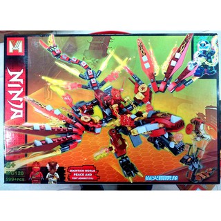 Lắp ghép ninja  rồng lửa chiến đấu với rắn - MG120 (599 khối)