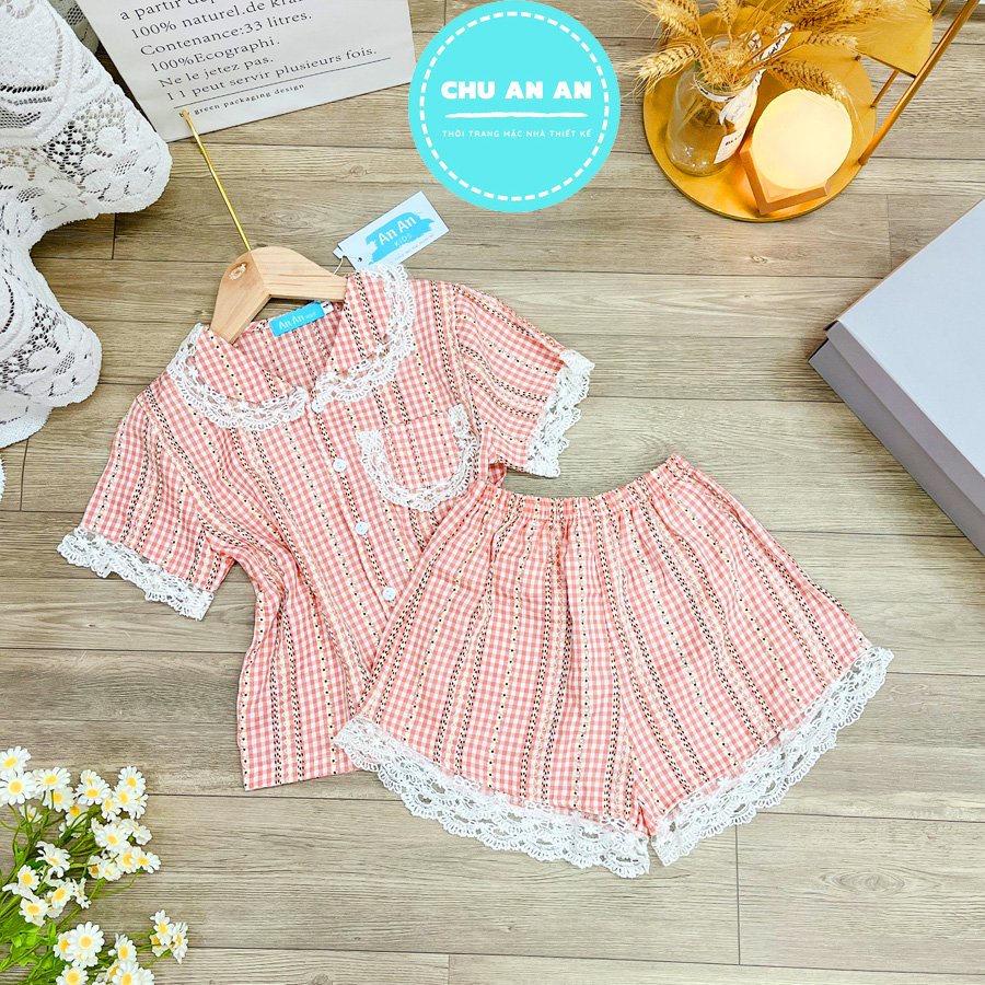 Bộ Đồ Ngủ Pijama Kẻ Caro Tay Cộc Bé Gái Set Quần Áo Trẻ Em Mặc Nhà Họa Tiết Kẻ Nhiều Màu 9-43kg