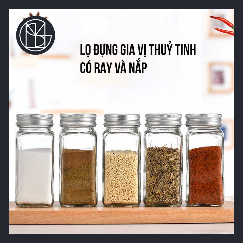 Lọ Đựng Gia Vị bằng thuỷ tinh, có thể dùng 1 tay để rắc