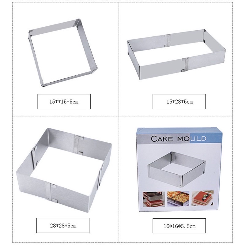 Khuôn ring mousse vuông thay đổi kích thước