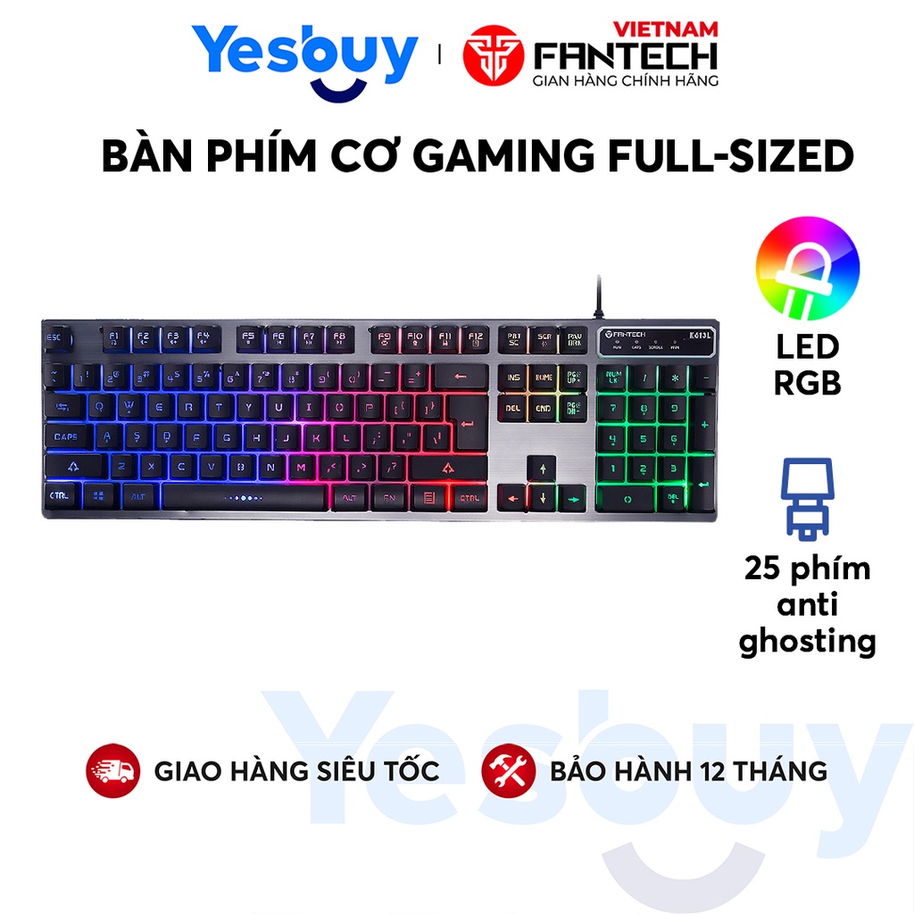 Bàn phím máy tính Gaming FANTECH K613L FIGHTER II 19 Phím Anti Ghosting LED 3 chế độ - Hàng phân phối chính hãng