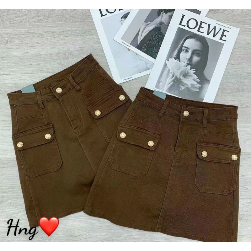 Chân váy jean khuy túi hàng QCL1