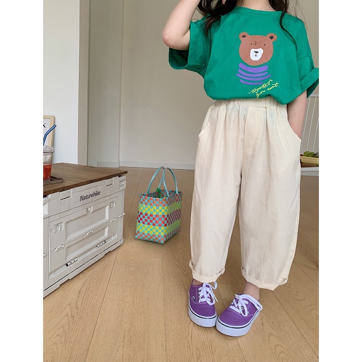 QG312 - Quần bé gái thô đũi ống rộng sz 90-150, quần dài cho bé mùa hè thời trang Hàn Quốc