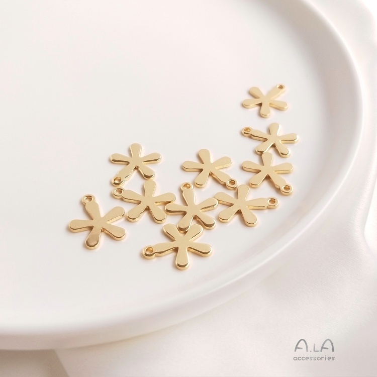 Một Cặp 14K Hoa Đồng Mạ Vàng Đồng Năm Đuôi Dùng Làm Mặt Trang Sức Thủ Công diy