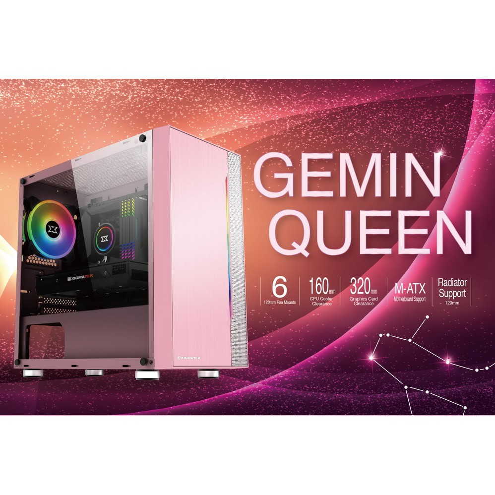 Vỏ Case Xigmatek GEMINI QUEEN - FOM M-ATX - RGB STRIP - NEW - Chính Hãng Mai Hoàng
