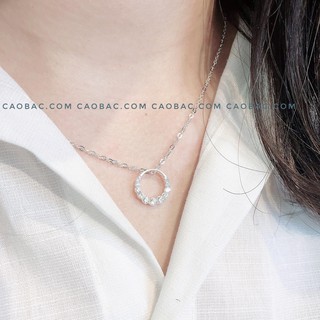 DÂY CHUYỀN BẠC💝FREESHIP💝💝Dây chuyền tròn rỗng 1/2 đá