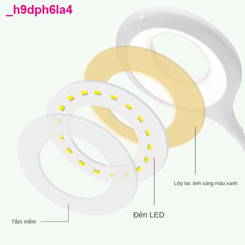 đèn ledĐèn bàn LED Lejubao Kẹp-on Ký túc xá Sinh viên Nghiên cứu mắt có thể sạc lại Ổ cắm USB Phòng ngủ tập Tạ