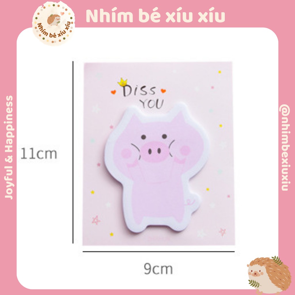 Giấy nhớ/note hình heo mập và ngựa pony unicorn sticky note 30 tờ