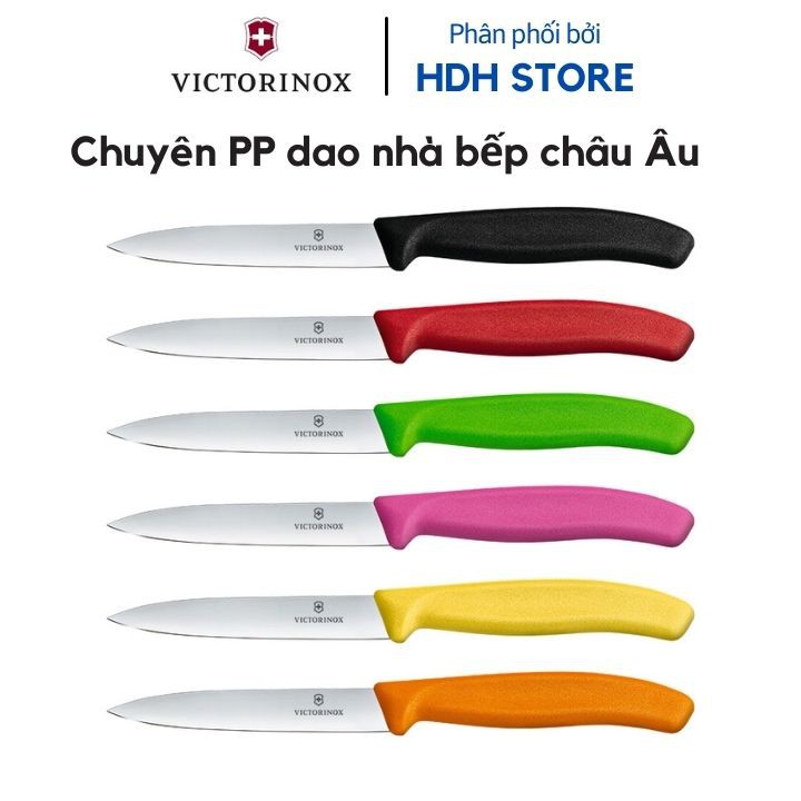 [THỤY SỸ] Dao gọt hoa quả Victorinox lưỡi thẳng 10cm cán nhựa nhiều màu