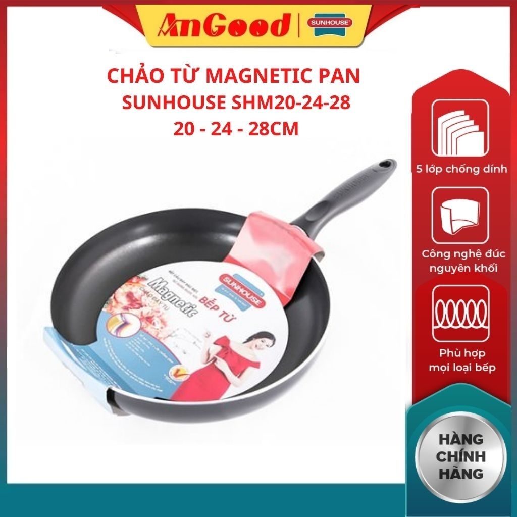 Chảo nhôm chống dính đáy từ SUNHOUSE SHM20 SHM24 SHM28 chống dính 3 lớp chống bám dầu không bong tróc dễ dàng vệ sinh