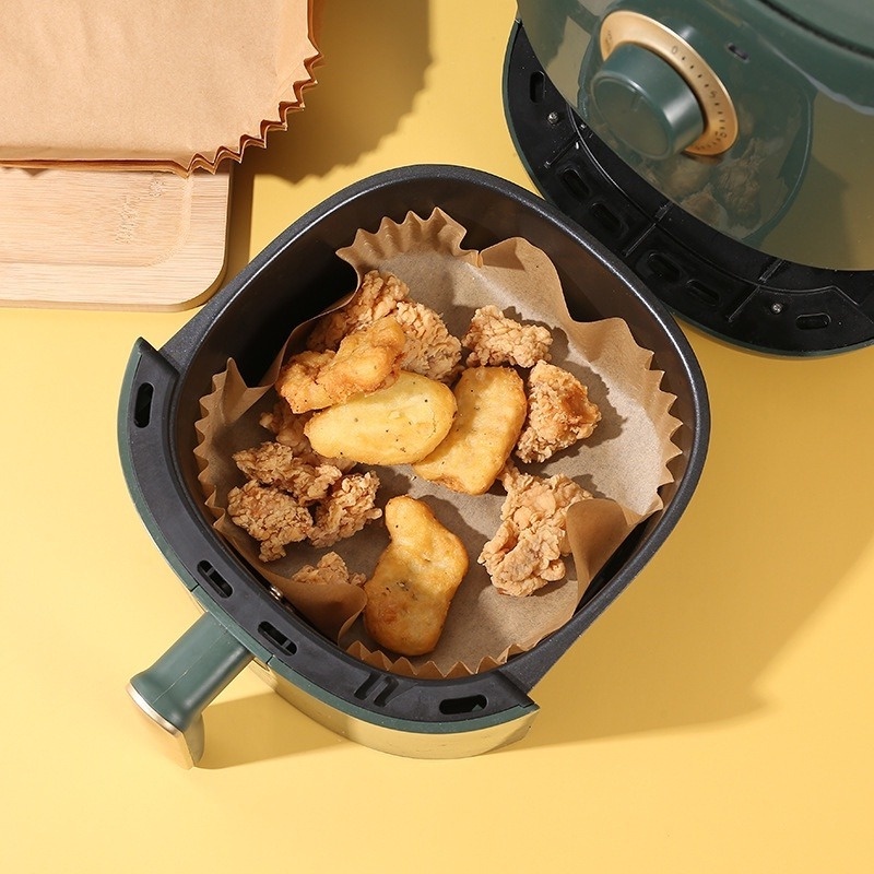 Bộ 100 Giấy Lót Chống Dính Hình Vuông Cho Nồi Chiên Không Dầu