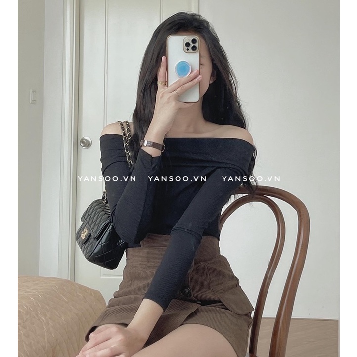 Áo Len Trễ Vai , sét Áo Len Nữ dài tay trễ vai Ulzzang mic chân váy nhung cạp cao phong cách Hàn Quốc by YANSOO | BigBuy360 - bigbuy360.vn