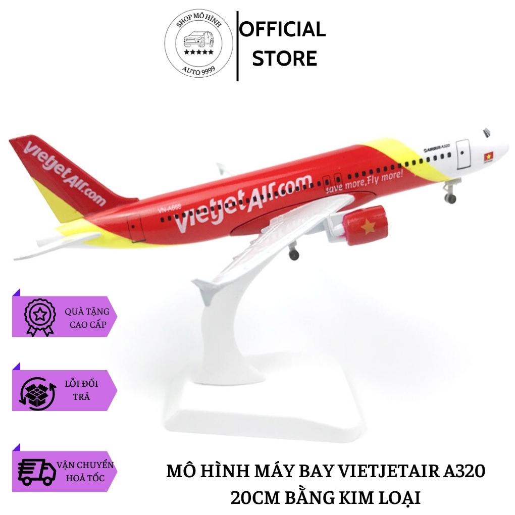 Mô Hình Máy Bay VietjetAir Airbus A320 Chuẩn Loại 1 Bằng Kim Loại 20cm