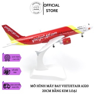 Mô hình máy bay vietjetair airbus a320 chuẩn loại 1 bằng kim loại 20cm