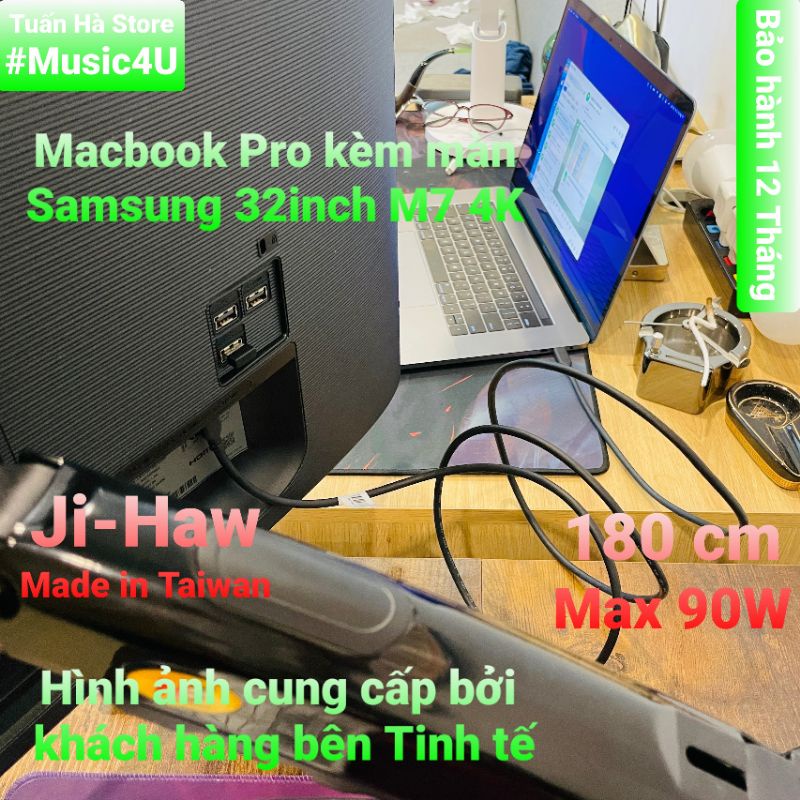 Cáp USB Type C ra to type C Ji-Haw truyền xuất hình ảnh ra màn hình cho Laptop MacBook Air Pro PD 90W  USB 3.1 4K 60Hz