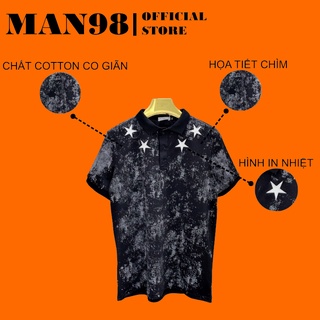 Áo thun nam có cổ, áo polo nam ngắn tay 3D in hình ngôi sao cao cấp PS25