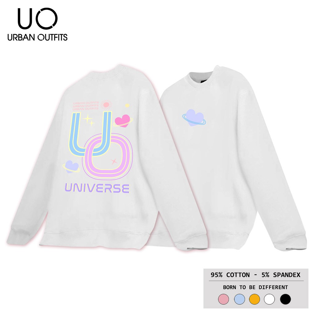 Áo Sweater Form Rộng Nữ Nam URBAN OUTFITS In Trái Tim UO Universe SWO36 Thun Cotton Nỉ