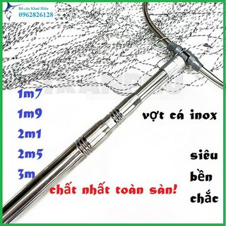 vợt vớt cá inox 1m7 đến 3m dạng vuông vợt xúc cá inox vợt câu cá