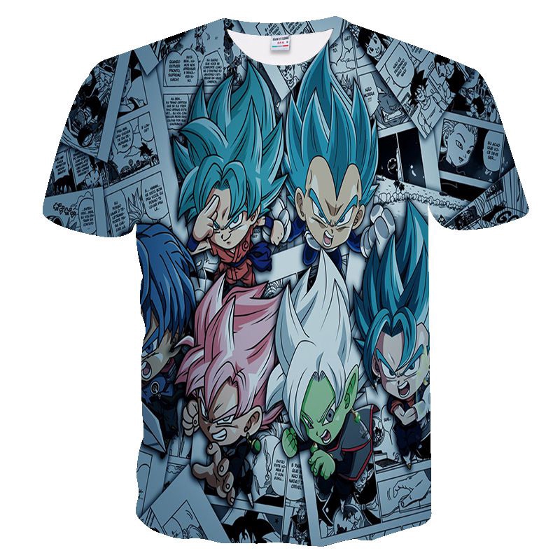 Áo Thun Tay Ngắn In Hình Dragon Ball Z Vegeta Goku Super Saiyan 3D