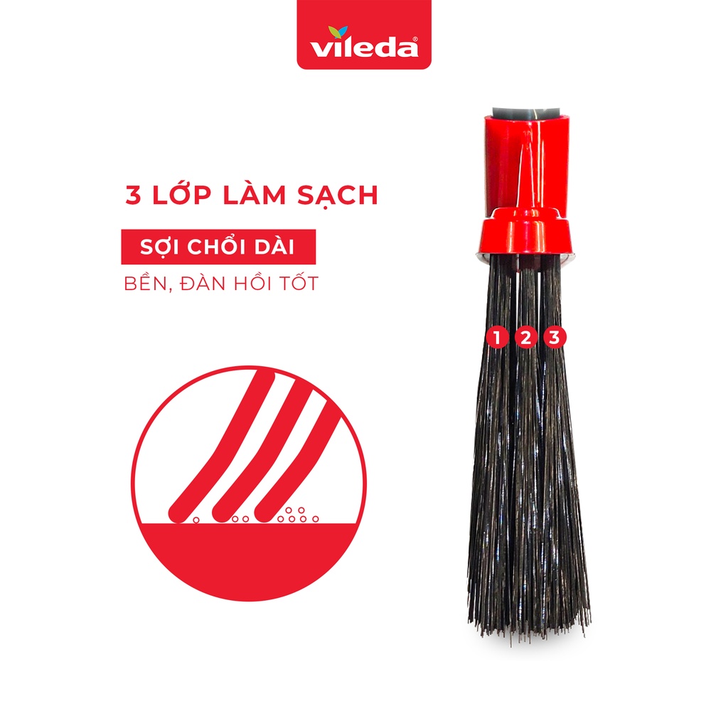 Chổi quét nhà VILEDA Clean&amp;Close 2in1 gồm chổi và hót rác, lông chổi bằng nhựa chống cong vênh - TSU159114