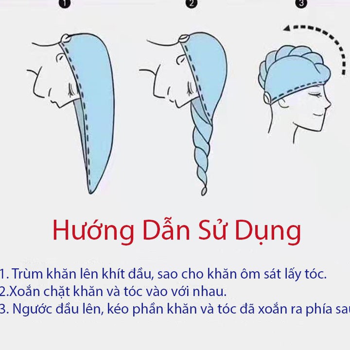 Khăn Quấn TócSALEKhăn Quấn Đầu Ủ Tóc Nhanh Khô Thấm Hút Nước Chất Cotton Siêu Mềm Mại [Tặng Kèm Túi Zip]